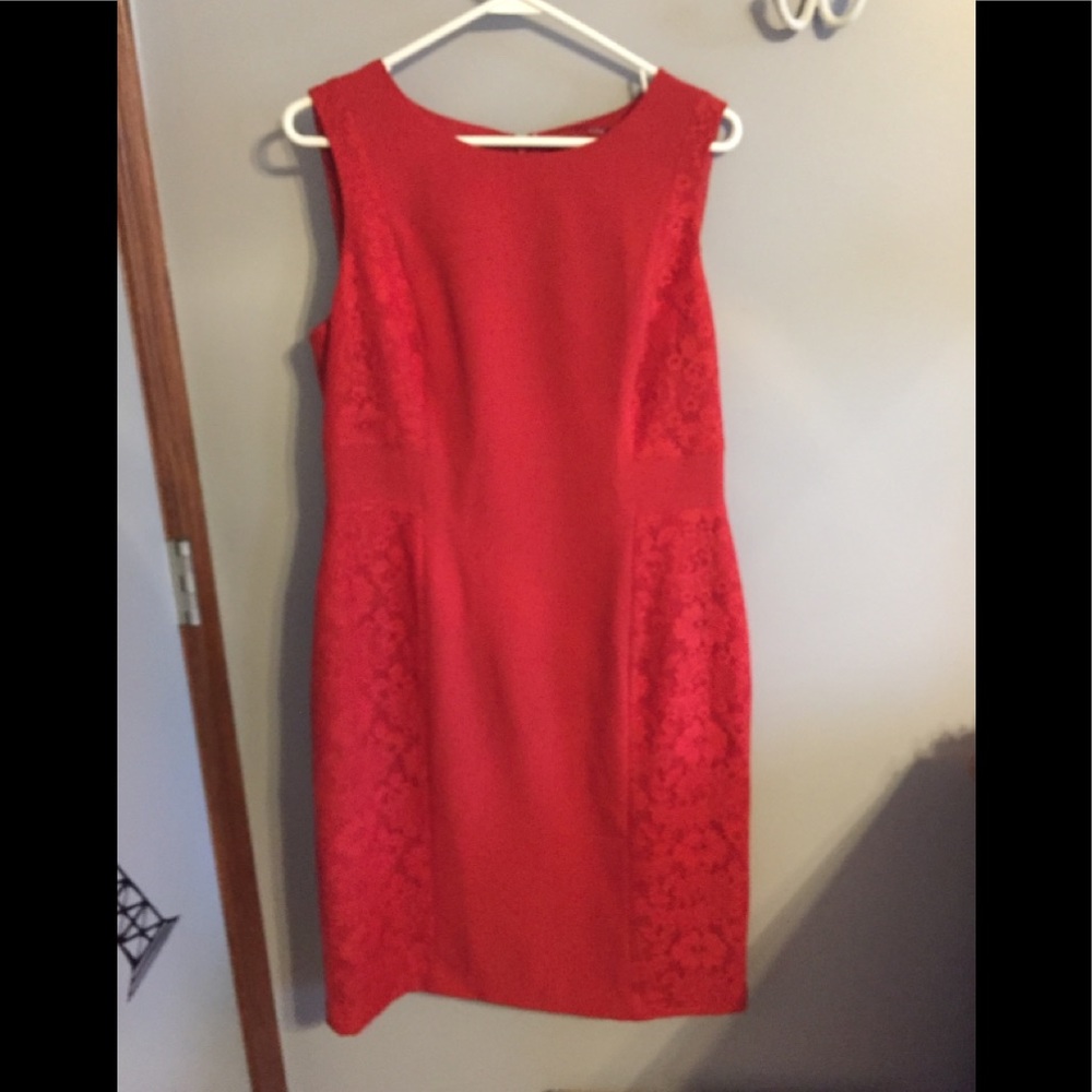 Adrianna Papell Orange Lace sheath dress 12